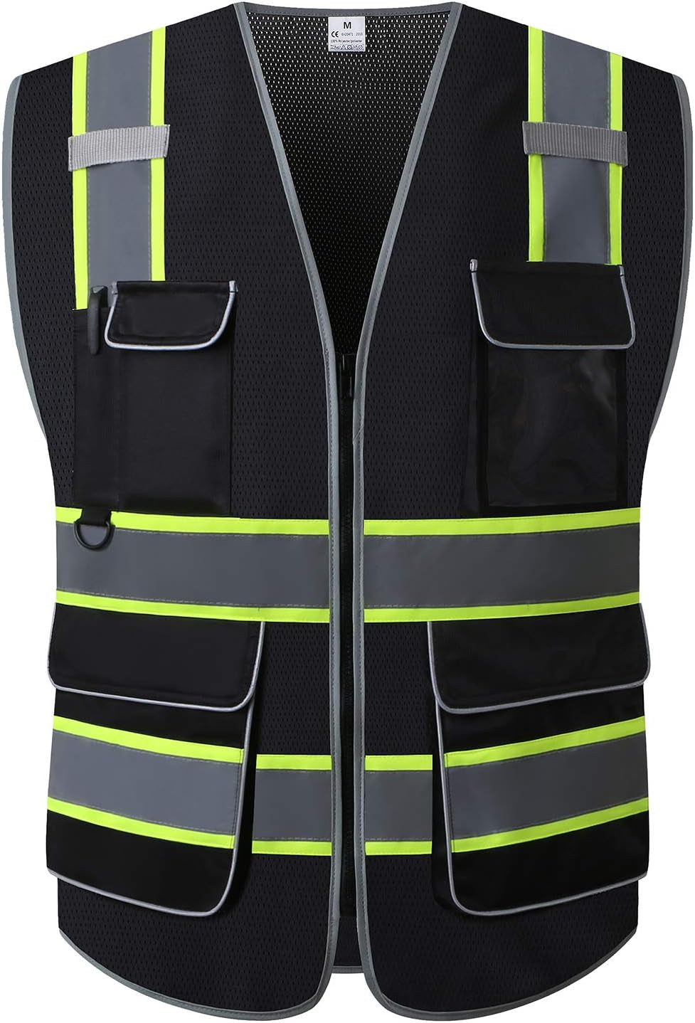 UNINOVA Surveyor Safety Vest Reflective for Men, Class 2 Mesh Safety Vests Reflective with Pockets and Zipper,High Visibility Construction Work Surveyor Vest