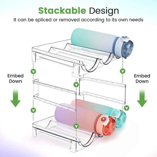 Stackable water bottle storage holders for refrigerator and pantry | Faizoq