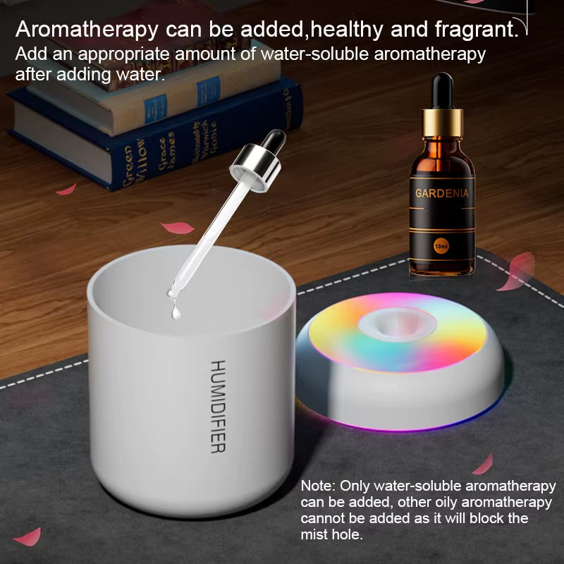 180ML Mini Air Humidifier USB Aroma Diffuser Essential Oil Purifier Mist Maker Colorful Lights Humidificador for Home Car Office