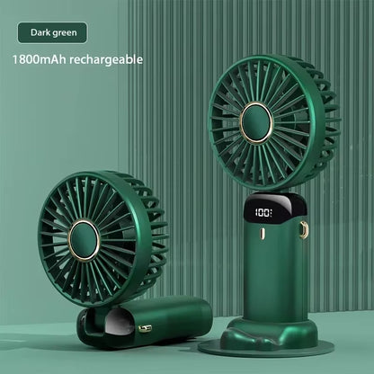 Mini Portable Handheld Fan Foldable Neck Hanging Fans 5 Speed USB Rechargeable Fan with Phone Stand and Display Screen 1800Mah