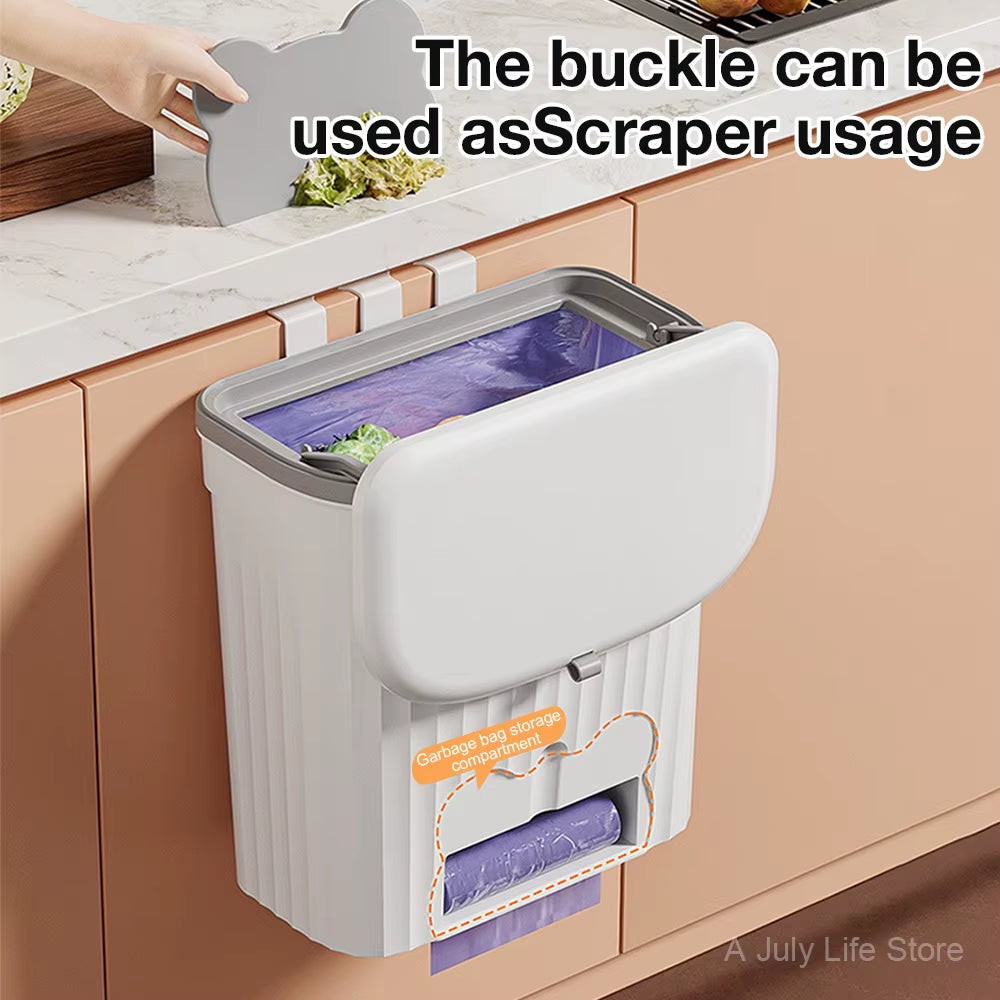 8.5/12L Kitchen Wastebasket Wall Mounted Trash Can with Lid Bathroom Trash Bin Garbage Can for Cabinet under Sink Compost Bin