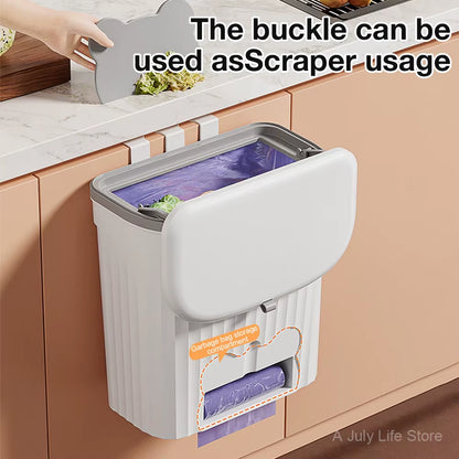 8.5/12L Kitchen Wastebasket Wall Mounted Trash Can with Lid Bathroom Trash Bin Garbage Can for Cabinet under Sink Compost Bin
