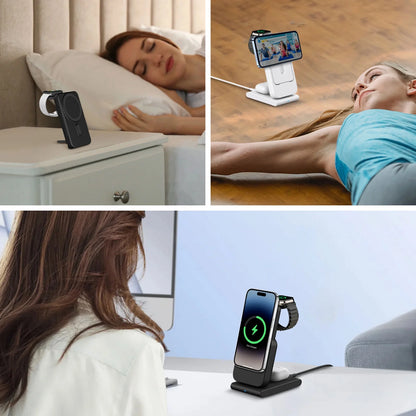 3 in 1 Wireless Charging Station 10000Mah Power Bank Magsafe for Iphone, Apple Watch