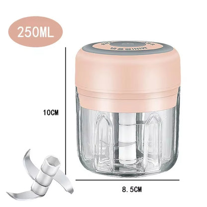 Electric Meat Mincer and Garlic Chopper - 100ML/250ML Vegetable and Onion Cutter Kitchen Accessory