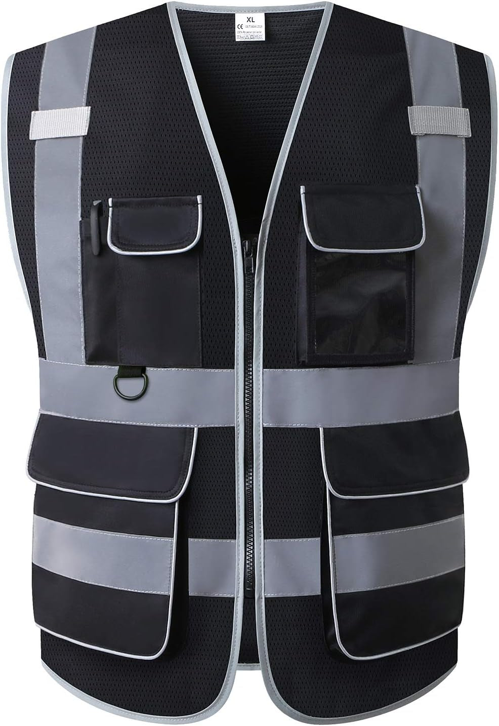 UNINOVA Surveyor Safety Vest Reflective for Men, Class 2 Mesh Safety Vests Reflective with Pockets and Zipper,High Visibility Construction Work Surveyor Vest