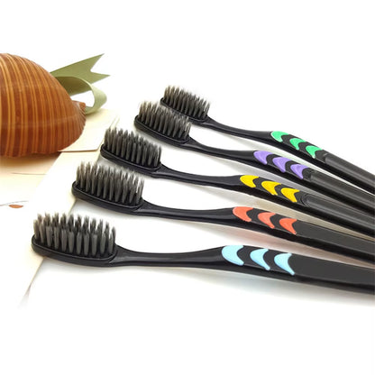 10 Pieces Packed Deep Cleaning Soft Bristle Bamboo Charcoal Black Hair Ultra-Fine Beauty Health Toothbrush Oral Cleaning