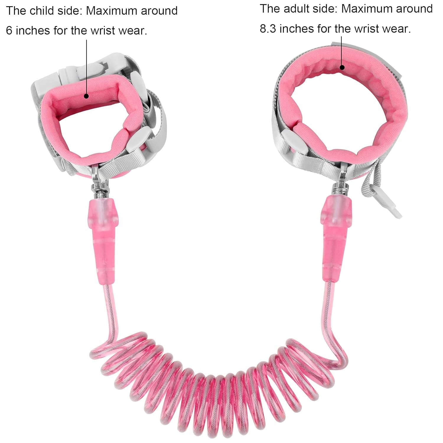 Toddler Leash, Kid Leash anti Lost Wrist Link with Key Lock Upgraded Baby Leash with Safety Wristband Rope for Babies Toddlers Child Kids (4.9Ft/1.5M, Pink)