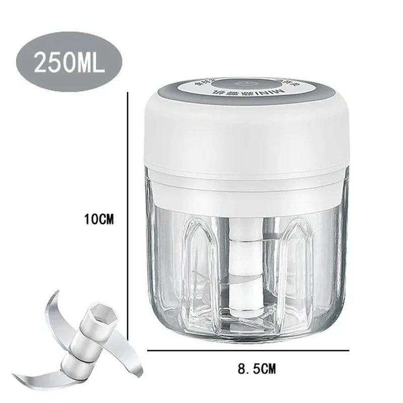 Electric Meat Mincer and Garlic Chopper - 100ML/250ML Vegetable and Onion Cutter Kitchen Accessory