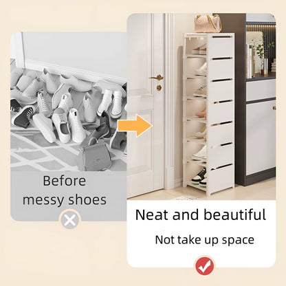 1Pc 6/8 Layers Shoe Organizer, Space-Saving Metal Frame & Fabric Interlayer Shoe Rack, T1 Shelf for Entryway Hallway Living Room