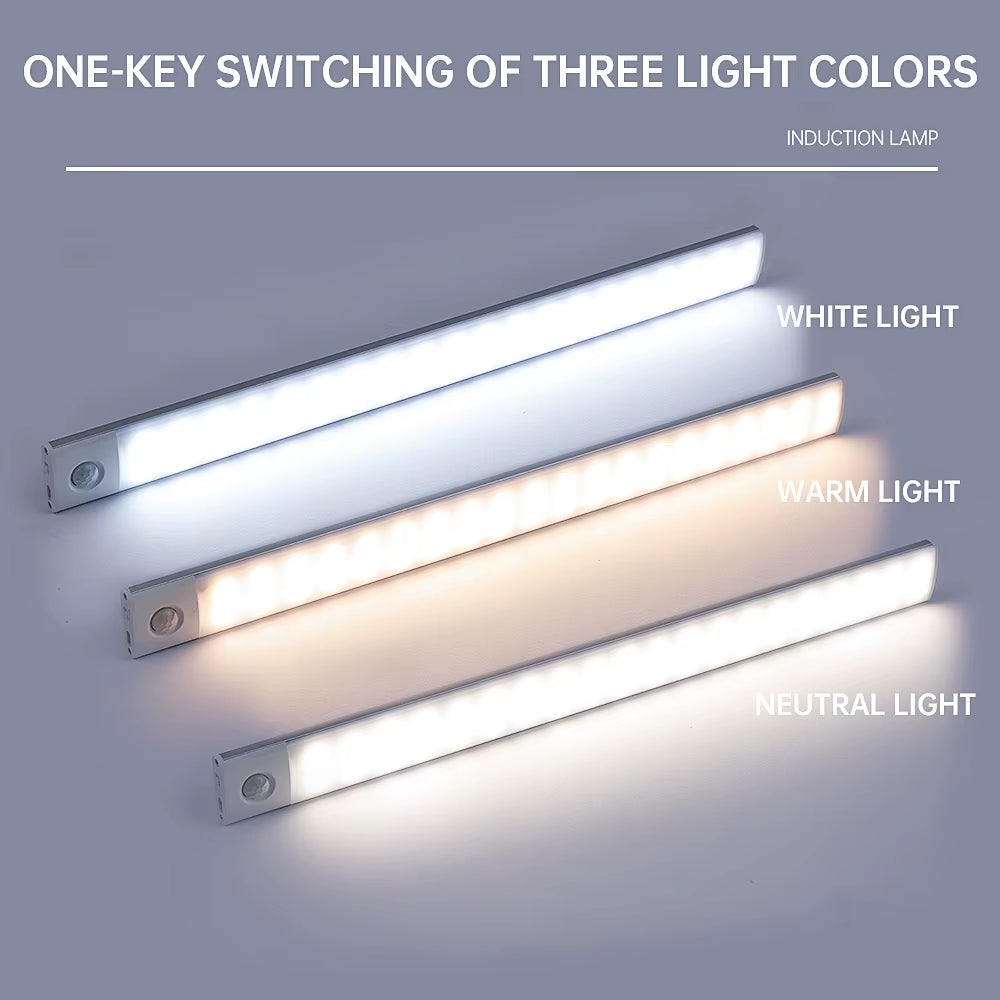 Bedroom Night Light Motion Sensor Lights Wireless USB under Cabinet Light for Kitchen Cabinet Bedroom Wardrobe Indoor Lighting