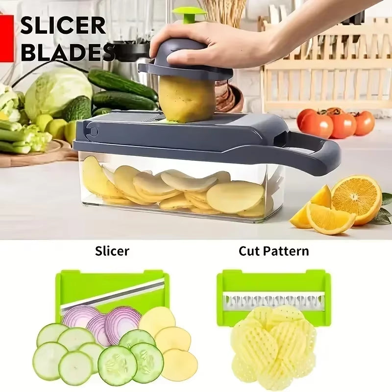 3. Easy clean kitchen slicer and dicer with interchangeable blades – Faizoq
