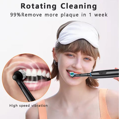 Round Rotating Electric Toothbrush for Adults, Soft Bristles, 5 Cleaning Modes, USB Rechargeable, with 4/8 Replacement Heads
