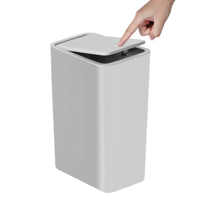 Bathroom Trash Can-10L Small Garbage Can with Press Top Lid for Toilet,Bedroom,Living Room – Plastic Wastebasket with Pop-Up Lid
