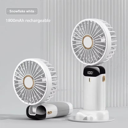 Mini Portable Handheld Fan Foldable Neck Hanging Fans 5 Speed USB Rechargeable Fan with Phone Stand and Display Screen 1800Mah