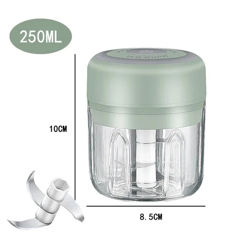 Electric Meat Mincer and Garlic Chopper - 100ML/250ML Vegetable and Onion Cutter Kitchen Accessory