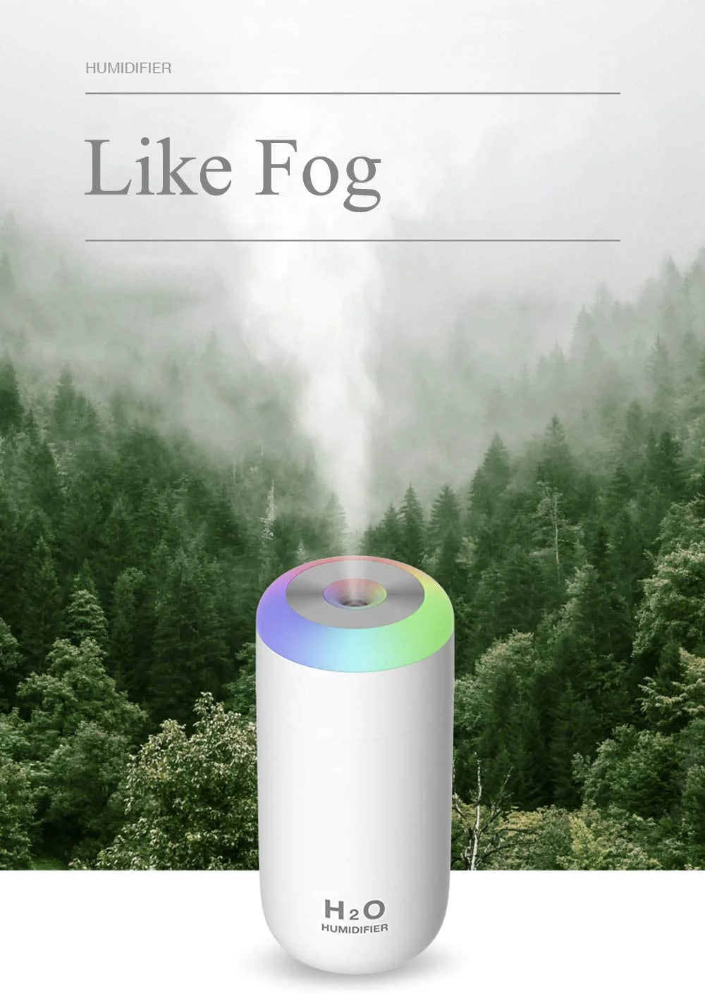 Small Humidifier, 350Ml Small Humidifiers for Bedroom, Portable Humidifier, LED Humidifiers with Night Light, USB Humidifier, Humi