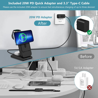 3 in 1 Wireless Charging Station 10000Mah Power Bank Magsafe for Iphone, Apple Watch