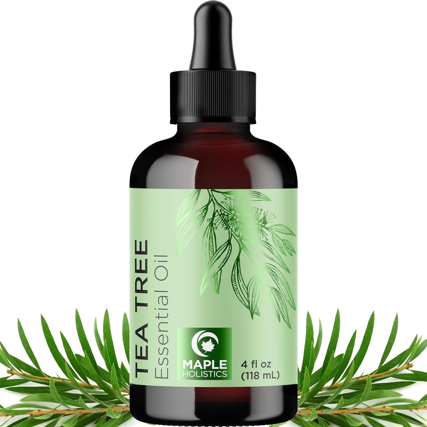 Pure Tea Tree Oil for Hair Skin and Nails - 100% Pure Undiluted Tea Tree Essential Oil with Dropper for Topical Uses Aromatherapy Diffusing and Home and Beauty Diys - Vegan and Cruelty Free (1 Fl Oz)