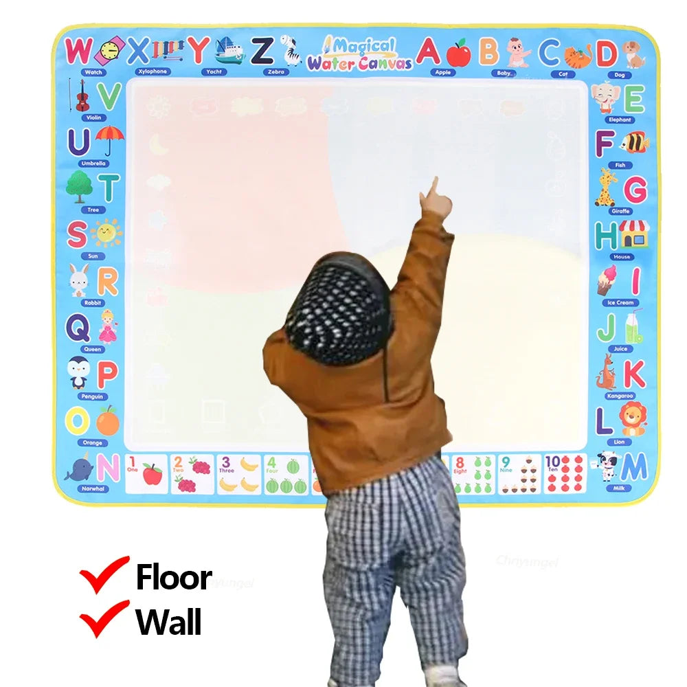 100X80Cm Magic Water Drawing Mat with Reusable Magic Pens Doodle Montessori Painting Board Educational Toys Kids Gifts 39X31In
