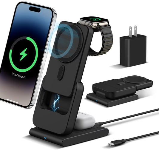3 in 1 Wireless Charging Station 10000Mah Power Bank Magsafe for Iphone, Apple Watch